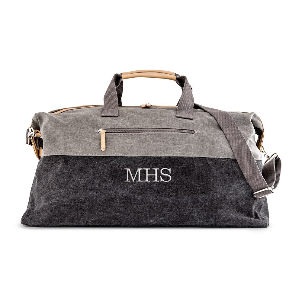 Large Personalized Canvas Travel Duffle Bag - Black & Gray – Vispro Designs