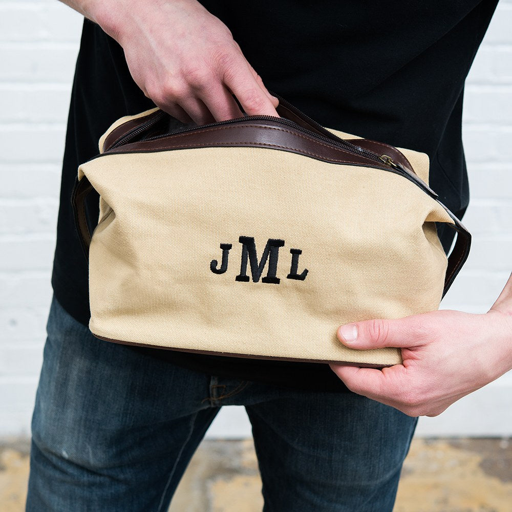 Personalized Men's Travel Toiletry Bag - Classic Canvas